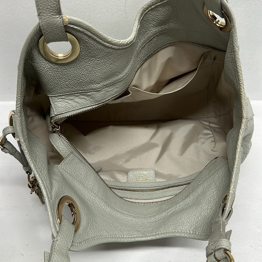 Dior Light Gray Leather Hobo Bag with D Charm - Picture 10 of 16